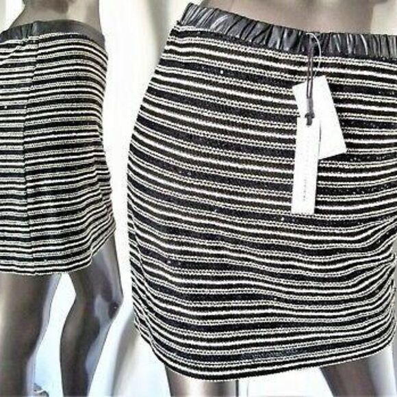 NWT Sanctuary Metallic Mini Skirt Faux Leather Waist - Picture 4 of 6